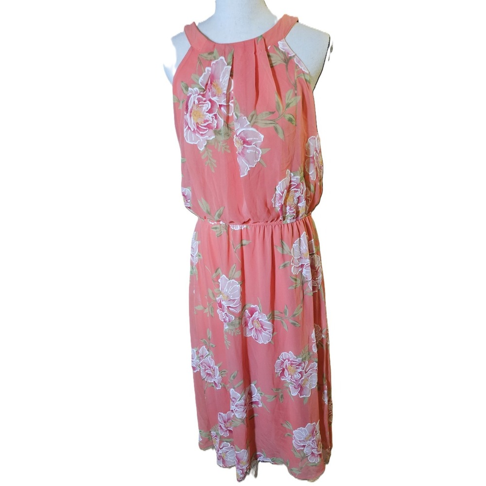 Signature bu Robbie Bee Halter Maxi Dress Womens SZ 12 Romantic,Whimsical,Floral